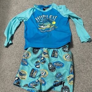 Hurley Kids Aqua and Blue Swim Rashguard Set